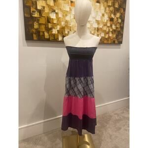 2 in 1! Scrapbook Anthropology Tiered Skirt Convertible Strapless Dress Sz M